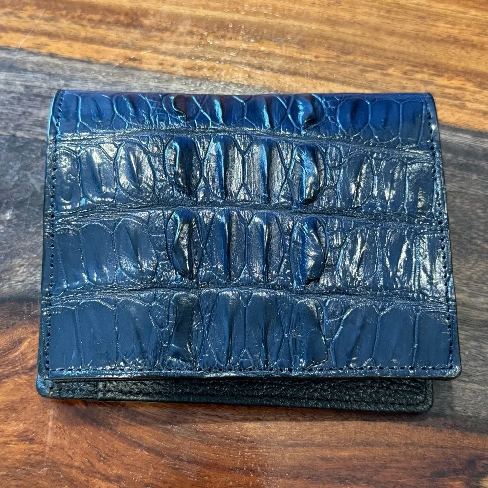 Genuine Croc Leather Wallet Dark Cobalt Color